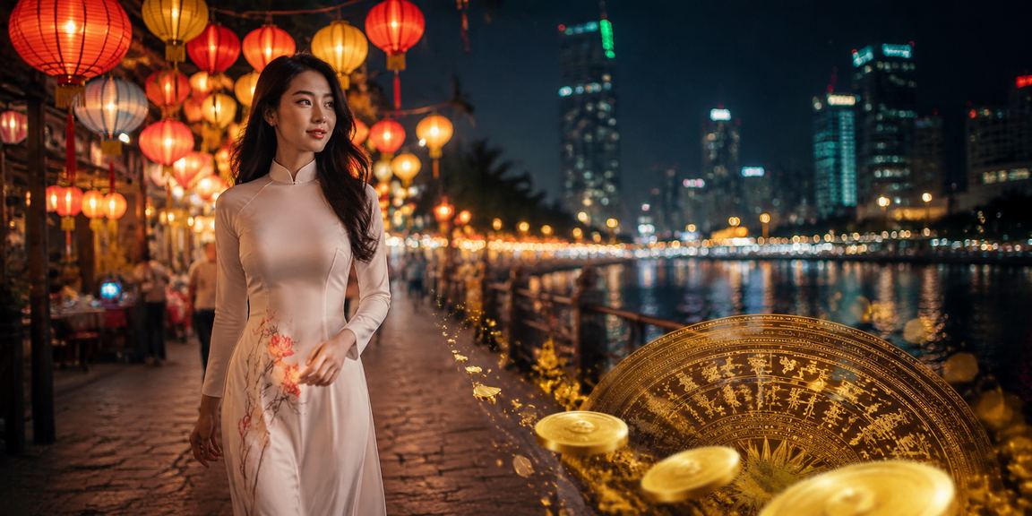 Khung cảnh chợ đêm Hồ Chí Minh minh họa truy cập giải trí an toàn